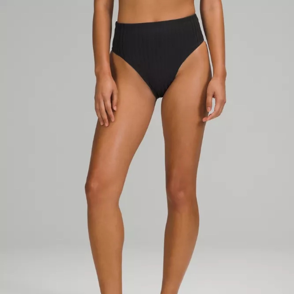 Lululemon Black Ribbed High-Waist Swim Bottom